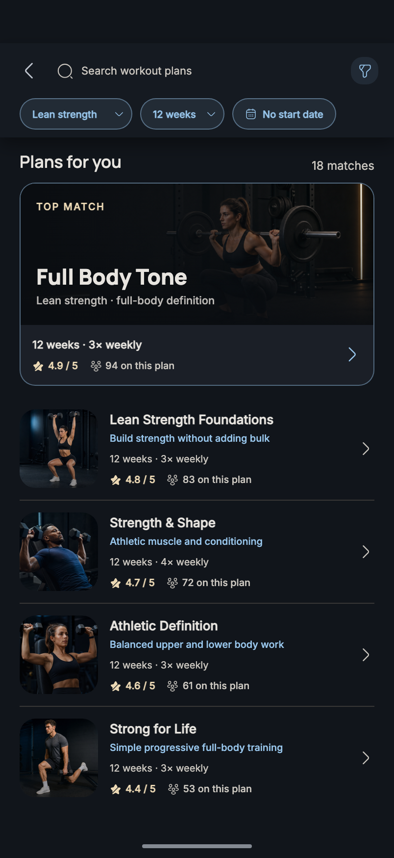 Xera workout plan finder